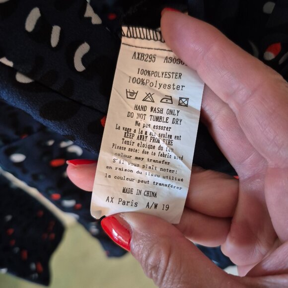 Blue Graphic Print Wrap Romper | Zip Back & Tie Waist | Size S–M - Picture 8 of 8